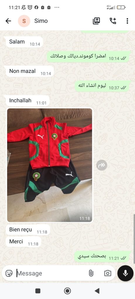 Capture d’un avis client WhatsApp